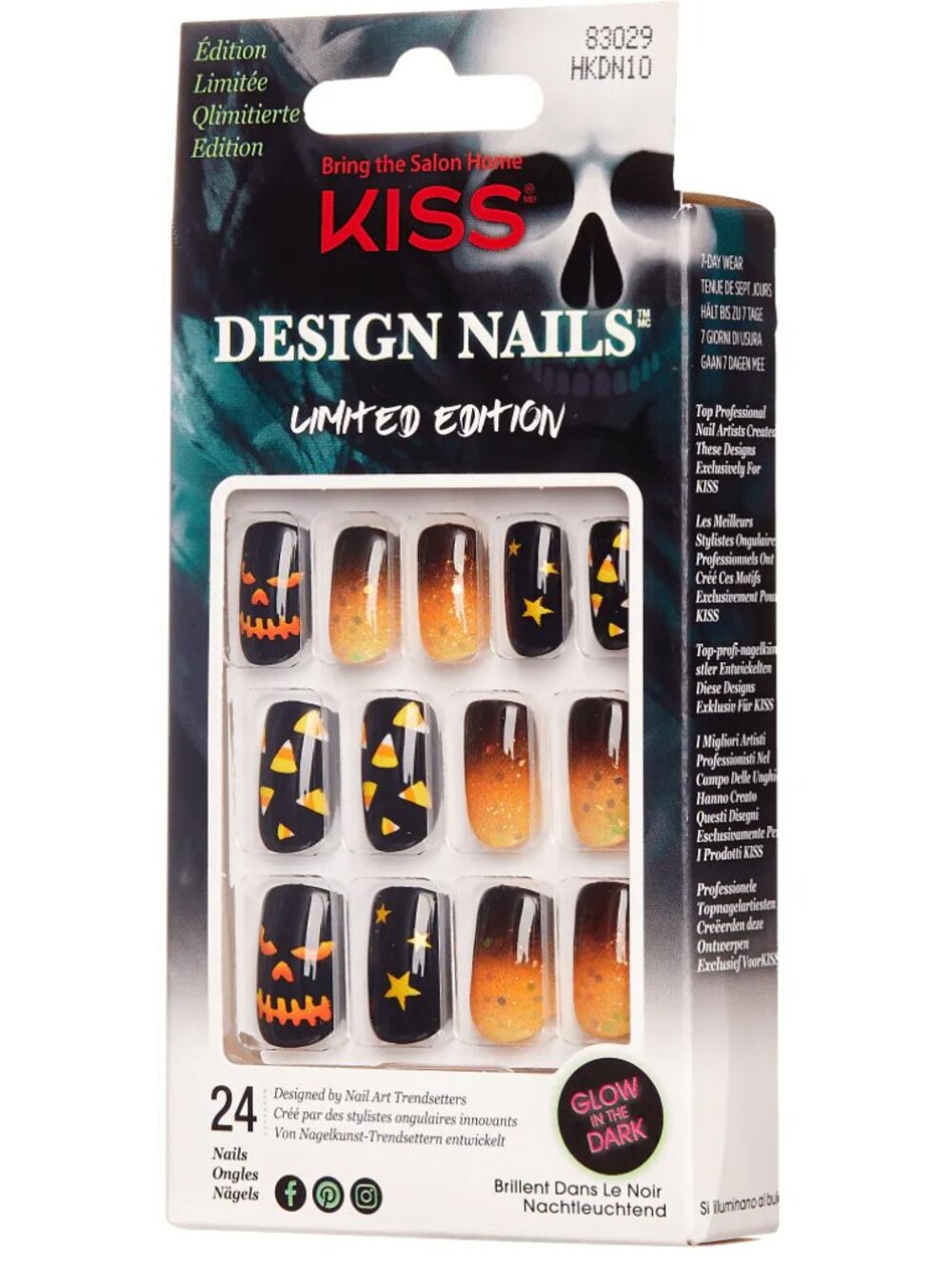 KISS Special Design Glow in the Dark Halloween Medium Length Nails Monster Mash